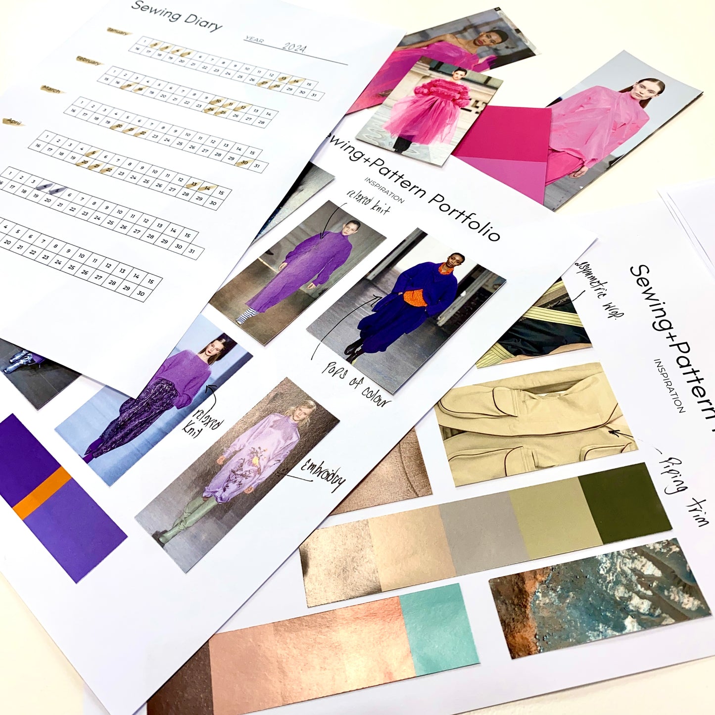 sewing+pattern portfolio with sewing planner and inspiration page