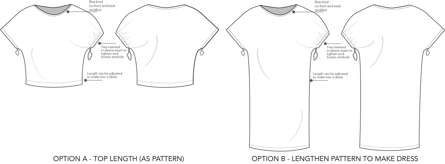 Tarski gathered sleeve top T.2112 | PDF Sewing Pattern